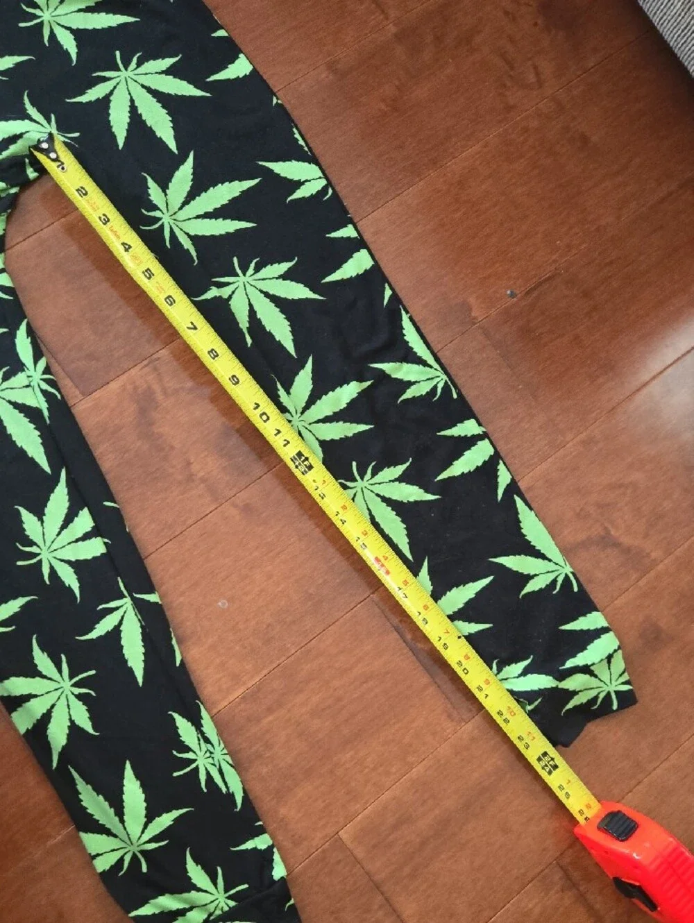 420 Black Jumpsuit with Neon Green Leaf Print